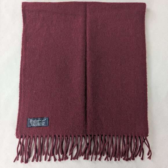 BURBERRY London Vintage Solid Knit 100% Cashmere Neck Warmer Maroon SCARF - Picture 4 of 6